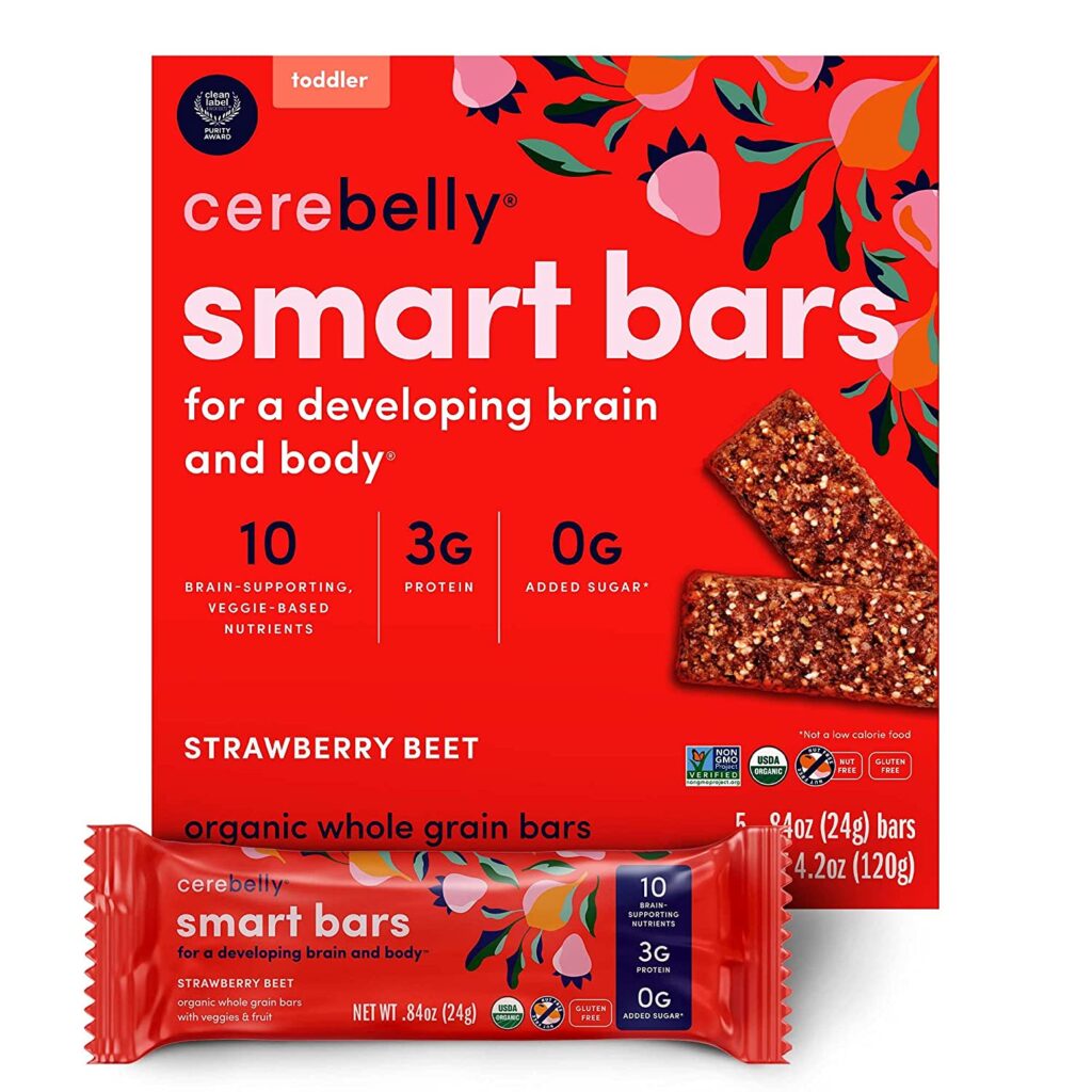 Cerebelly Smart Bars contain whole ingredients and important nutrients for developing toddlers.