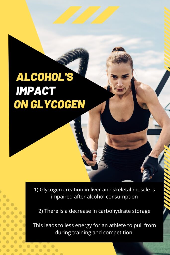 Alcohol may have a negative impact on glycogen storage