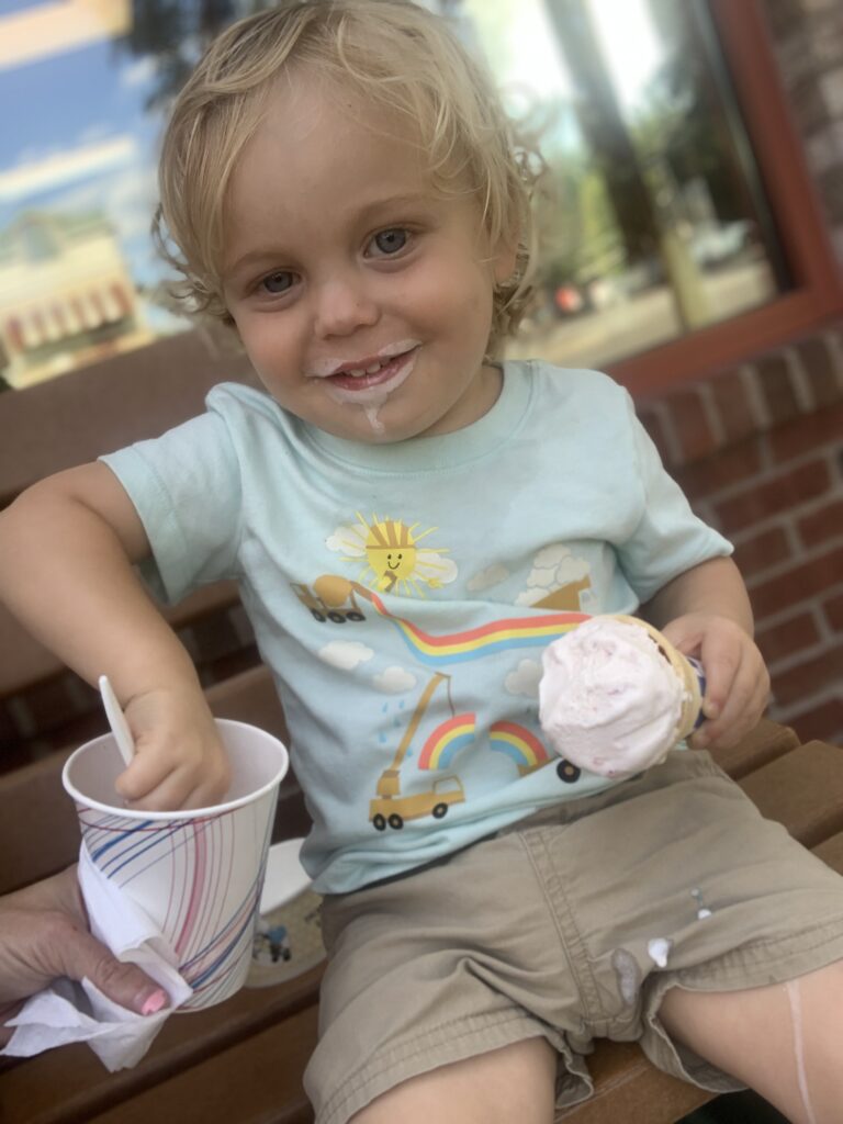 Eating ice cream and other treats is okay for toddlers occasionally, especially after the age of 2
